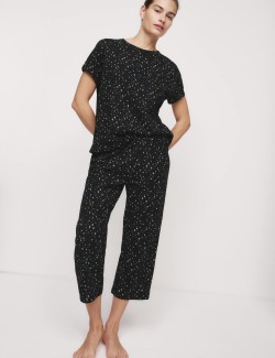 Cotton Rich Printed Cropped Pyjama Set