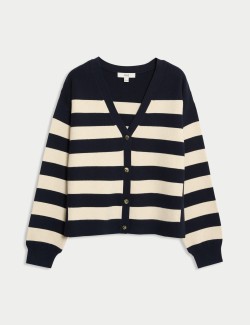Soft Touch Striped V-Neck Cardigan
