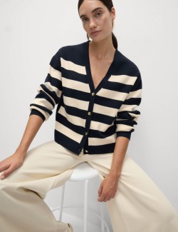Soft Touch Striped V-Neck Cardigan