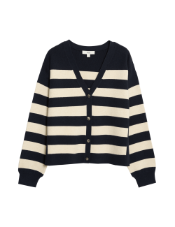 Soft Touch Striped V-Neck Cardigan
