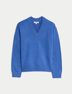 Svetr s výstřihem do V z kožešinové příze