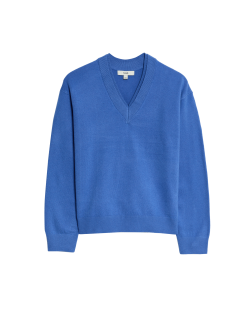 Svetr s výstřihem do V z kožešinové příze