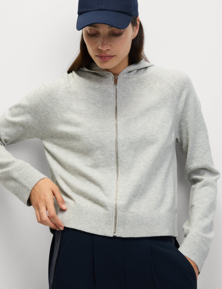 Knitted Zip Up Cropped Hoodie