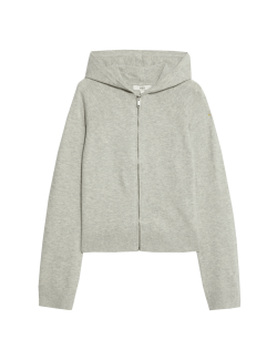 Knitted Zip Up Cropped Hoodie