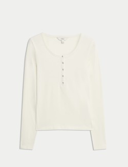 Barvený top s rozhalenkou s vysokým podílem bavlny