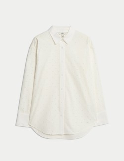 Pure Cotton Oversized Embellished Shirt