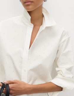 Pure Cotton Oversized Embellished Shirt