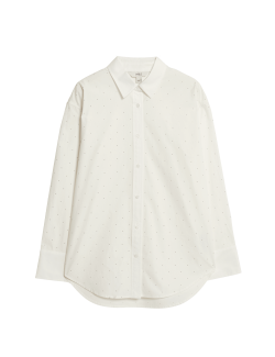 Pure Cotton Oversized Embellished Shirt