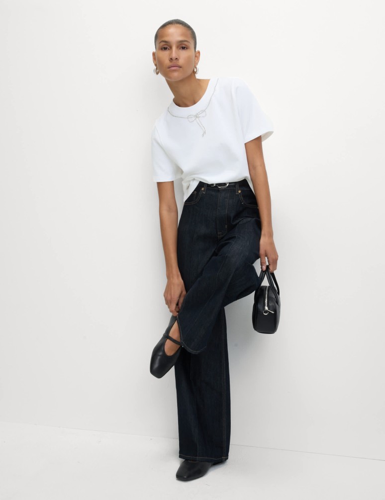 Zdobené tričko z čisté bavlny s motivem mašliček