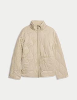 Quilted Funnel Neck Jacket