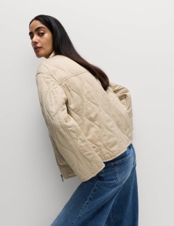 Quilted Funnel Neck Jacket