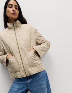 Quilted Funnel Neck Jacket