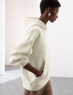 Brushed Cotton Blend Relaxed Hoodie
