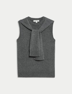 Pletená vesta s bohatou texturou se zavazováním vpředu z merino vlny