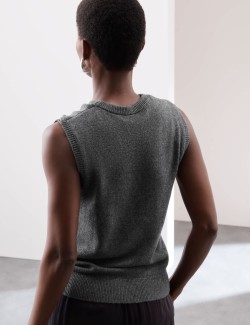 Pletená vesta s bohatou texturou se zavazováním vpředu z merino vlny