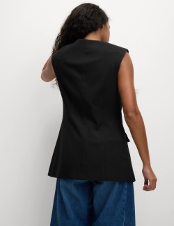 V-Neck Button Through Longline Waistcoat