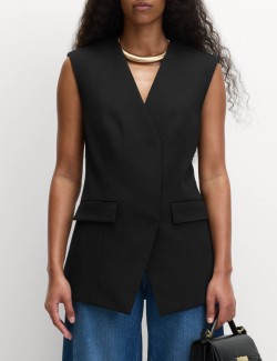 V-Neck Button Through Longline Waistcoat