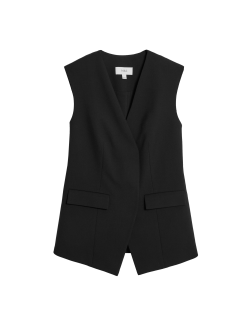 V-Neck Button Through Longline Waistcoat