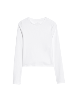 Jednobarevný žebrovaný top s vysokým podílem bavlny (6–16 let)