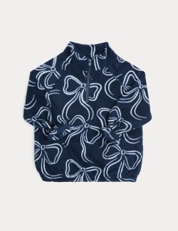 Flísový svetr se zipem u krku a potiskem mašliček (2–8 let)