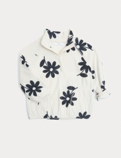 Flísový květovaný svetr s potiskem (2–8 let)