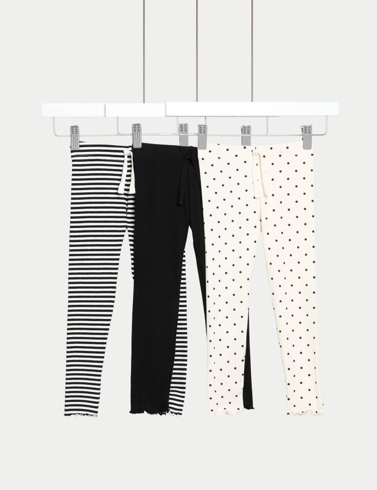 Sada 3 ks legín s vysokým podílem bavlny a potiskem (2–8 roky)