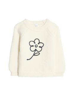 Svetr s květinovou výšivkou z bavlny (0 měsíců-6 let)