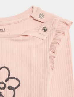 2pc Cotton Rich Flower Top & Bottom Outfit (0-6 Yrs)