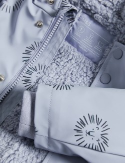 Nepromokavý plášť z umělé kůže s podšívkou a motivem lva (3 měsíce – 3 roky)