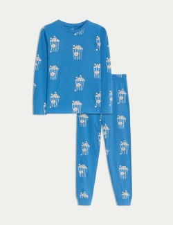 Pyžamo s potiskem čisté bavlny s motivem popcornu (3-16 let)