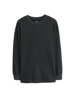 Jednobarevný top z čisté bavlny s dlouhým rukávem (6–16 let)