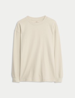 Jednobarevný top z čisté bavlny s dlouhým rukávem (6–16 let)