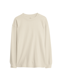 Jednobarevný top z čisté bavlny s dlouhým rukávem (6–16 let)