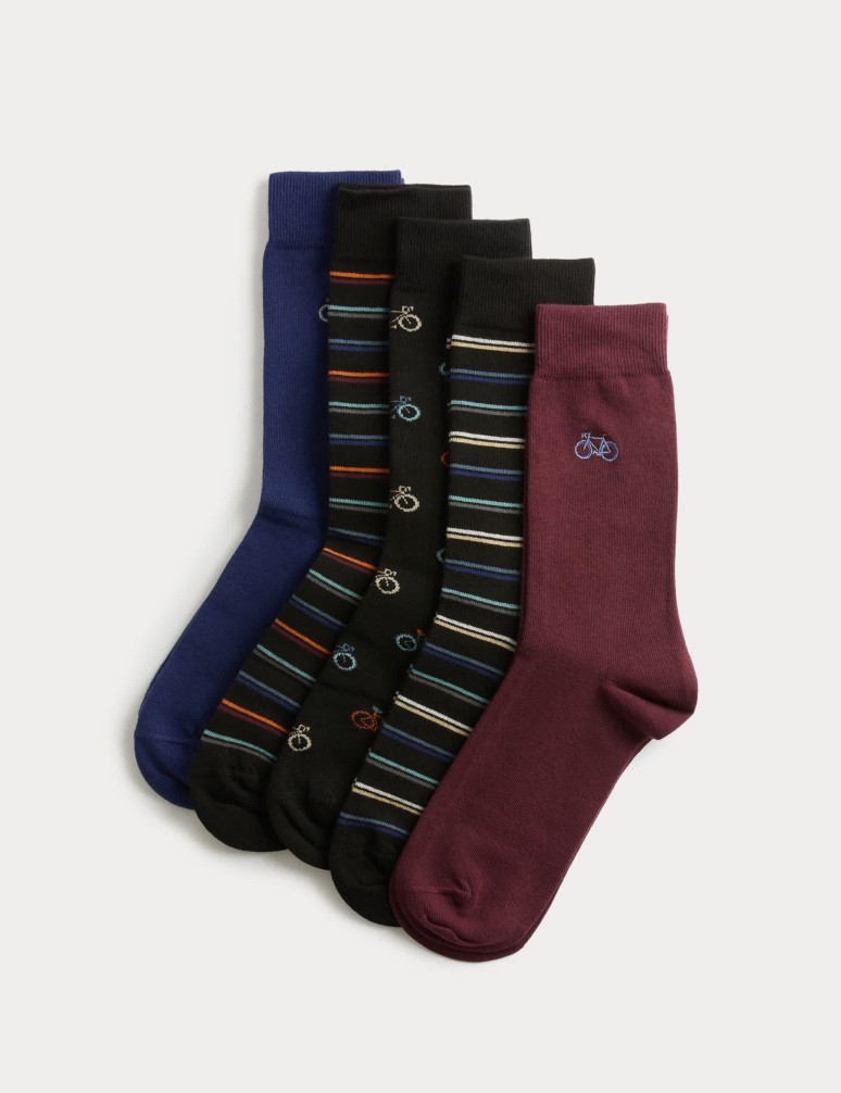5pk Cool & Fresh™ Bike Cotton Rich Socks