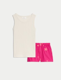 Krátká souprava s vysokým podílem bavlny a hvězdným potiskem