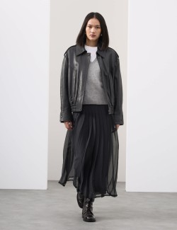 Kožená bunda typu Harrington volného střihu