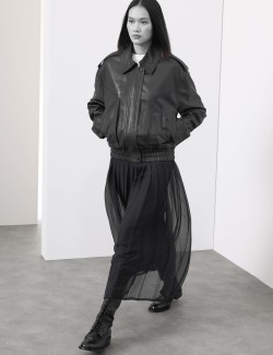 Kožená bunda typu Harrington volného střihu