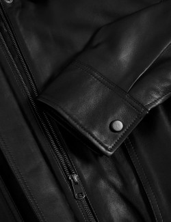 Kožená bunda typu Harrington volného střihu