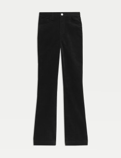 Cotton Rich Crease Front Slim Flare Cord Trousers