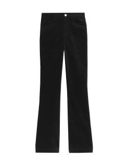 Cotton Rich Crease Front Slim Flare Cord Trousers