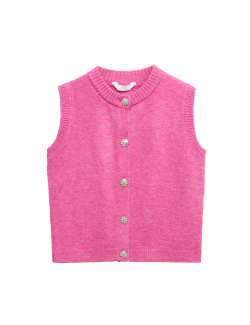 Pletená vesta se zapínáním na knoflíky (6–16 let)