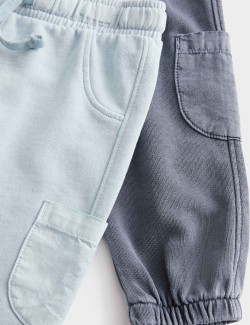 2pk Pure Cotton Grey and Blue Joggers (0-6 Yrs)