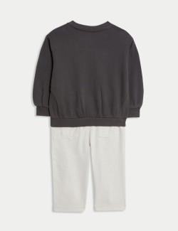 2pc Cotton Rich Skating Dog Print Sweatshirt Trousers Outfit (0 Mths-6 Yrs)