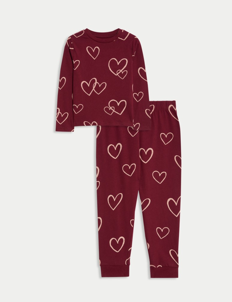 Pure Cotton Heart Print Pyjamas (1-16 Yrs)