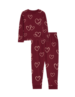 Pure Cotton Heart Print Pyjamas (1-16 Yrs)