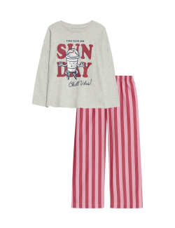 Pure Cotton Graphic Striped Pyjamas (1-8 Yrs)