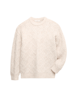 Textured Cable Knit Jumper With Wool (6-16 Yrs)