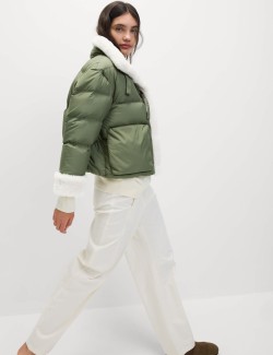 Feather & Down Padded Borg Trim Jacket