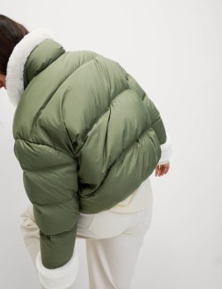 Feather & Down Padded Borg Trim Jacket