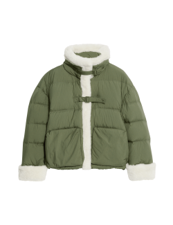 Feather & Down Padded Borg Trim Jacket